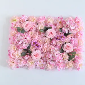 Roze kunstmatige rozen bloemwand paneel achtergrond voor bruiloft feest binnen decoratie