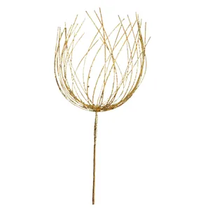 Gold glitter Christmas tree topper decoration with firework shaped sparkly wire stems