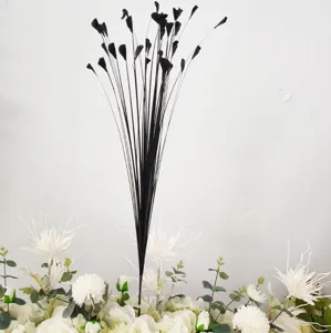 Zwart kunstmatig pauwengras boeket met 40 koppen voor bruiloft bloemstuk decoratie