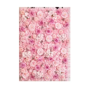 Elegante panel de pared de flores artificiales de rosas y peonías para bodas