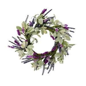 Couronne de lavande et eucalyptus artificielle pour porte d'entree deco murale printemps