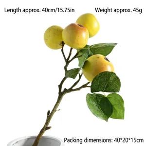 Artificial yellow apple fruit branch for home decoration and wedding floral arrangements