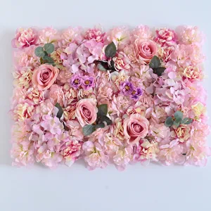 Kunstmatige rozen bloemenwand paneel roze zijden bloemen achtergrond voor huwelijk decor
