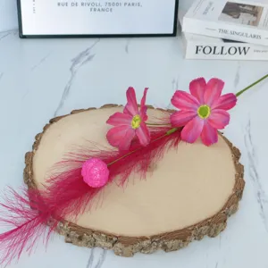 Artificial cosmos flower branch pink faux floral home decor table centerpiece styling prop