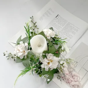 European artificial hydrangea candle ring wreath table centerpiece for party wedding home decor