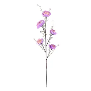 Elegante tallo de flores púrpuras artificiales para decoración de mesa de hogar y bodas de lujo