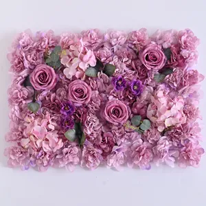 Kunstmatige bloemenwand paneel paarse roos hortensia achtergrond voor huwelijk feest decor