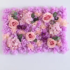 Kunstmatig bloemenwand paneel roze roos hortensia achtergrond voor bruiloft decor detail
