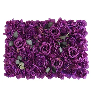 Paars kunstmatige bloemenwand paneel, prachtige rozen en pioenen achtergrond voor binnen bruiloft.