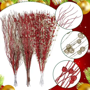 36pcs artificial navidad purpurina bayas ramas árbol decoración accesorios de fiesta