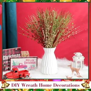 Ramas de bayas con purpurina navideña artificiales para la decoración del hogar y del árbol.