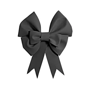Close-up of black EVA foam bow holiday decoration detail, perfect for Christmas tree ornament.