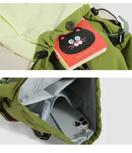 Large capacity green casual backpack with multi-compartment design for daily use and commute.
