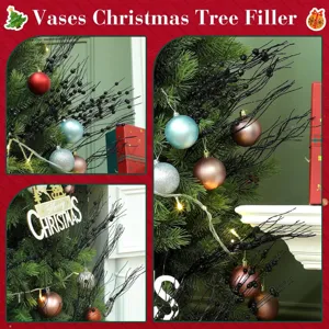 Ramas de relleno para árbol de navidad y bolas con purpurina para decoración.