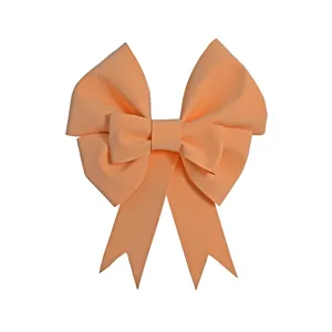 Large peach EVA foam bow detail view, perfect for holiday tree decoration and DIY crafts.