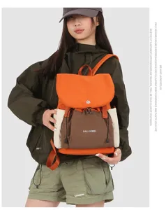 Stylish contrast color double decker backpack for women travel, school and casual daily use.