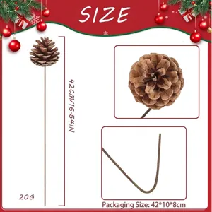 Pomme de pin artificielle sur tige pour compositions florales DIY et décoration de Noël