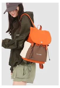 Stylish color-block large capacity casual backpack for women daily commute travel outdoor use.