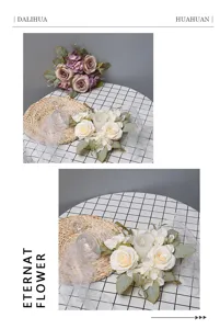 Artificial rose hydrangea candle ring table centerpiece for home and wedding floral decor