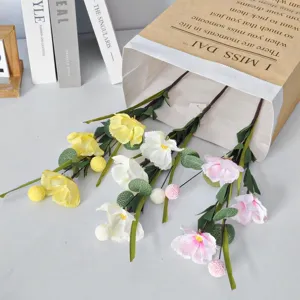 3-Head Artificial Poppy Silk Flower Realistic Fake Poppy For Home Decor Wedding Party Photography Props Plastic Flower