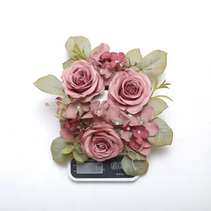 Artificial rose hydrangea candle ring floral table centerpiece decor for home wedding