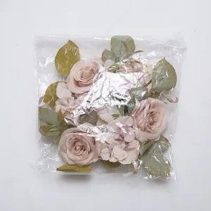Artificial rose hydrangea candle ring floral wreath for home wedding and party decor.