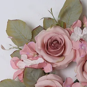 Artificial rose hydrangea candle ring wreath for home decor wedding table centerpiece floral arrangement