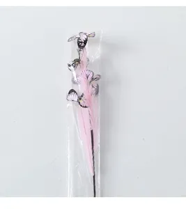 Rosa Feder Schilf Zweig mit Schmetterlingen, künstliche Blumendeko für Hochzeit Party DIY.