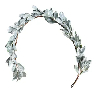 Guirlande de feuilles d'oreilles d'agneau artificielles vert argenté pour déco murale