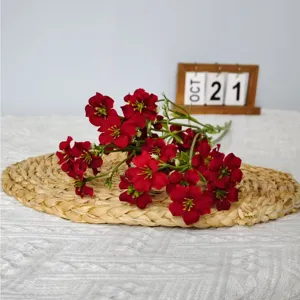 Flores de seda artificiales arreglo floral rojo para decoracion del hogar accesorios