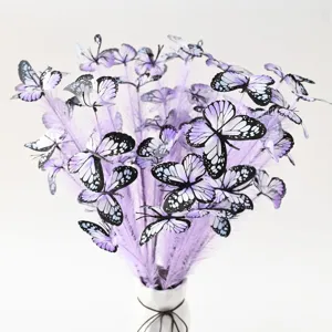 Künstliche Schmetterling Schilf Blume Strauß Fotografie Requisite Hochzeit DIY Heimdeko