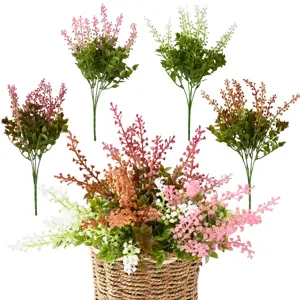 Tallos de Plantas Artificiales de Lavanda y Eucalipto Flores de Plástico para Decoración de Hogar Jardín Boda Centro de Mesa