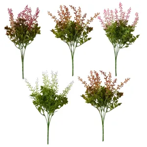 Juego de cinco ramos artificiales de eucalipto y lavanda para decoración floral hogar