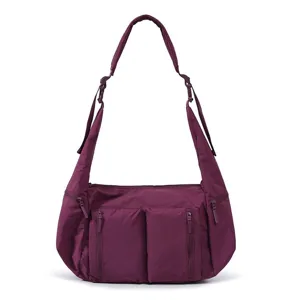 Large capacity waterproof nylon hobo crossbody bag, casual shoulder dumpling bag for women.