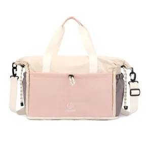 Multifunctionele reistas in roze en beige, grote capaciteit fitness sporttas voor reizen.
