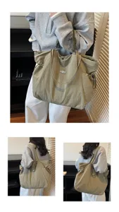 Large capacity waterproof khaki green travel tote bag for commuting and vacations