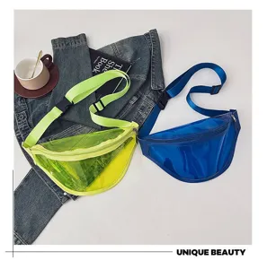 Transparent PVC chest bag fashionable couple streetwear waist bag casual crossbody bag.