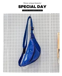 Transparent blue chest bag fashion PVC fanny pack casual shoulder bag for men and women 2025
