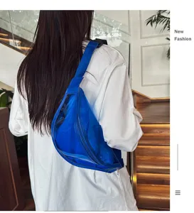 Transparent chest bag for women fashion casual sling bag stylish crossbody bag blue new