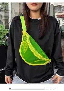 Neon green transparent chest bag stylish streetwear sling bag casual fashion waist pack