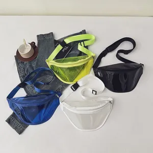 Transparent jelly fanny pack for women and men, stylish waterproof waist bag for daily use.
