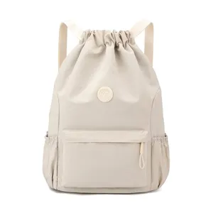 Sac à dos à cordon crème minimaliste pour le sport et les loisirs en plein air
