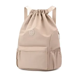 Sac à dos léger beige à cordon pour le fitness, le football et les activités