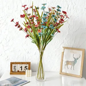 Ramo de Peonías y Margaritas Artificiales Frescas 5 Puntas Flores de Seda para Decoración del Hogar Boda Centros de Mesa