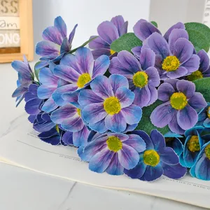 Artificial violet flower bouquet detail, oil painting style home decor and floral arrangement prop.