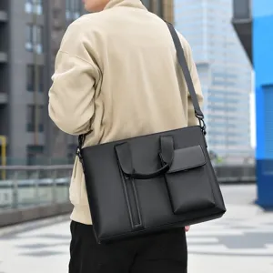 Borsa da lavoro nera minimalista da uomo, borsa a tracolla versatile per pendolari.