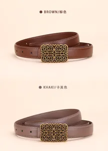 Vintage Maillard style women's belts in brown and khaki with ornate gold buckles
