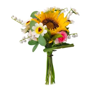 Ramo de flores artificiales de girasol y margaritas para decoración de mesa hogar