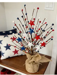 Rood witte blauwe bes ster tak voor Onafhankelijkheidsdag tafeldecoratie en feestelijk huisinrichting