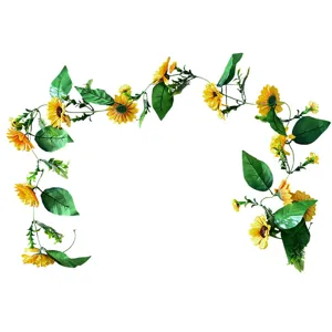 Artificial sunflower garland silk fake flower vine for home outdoor wall hanging decor.